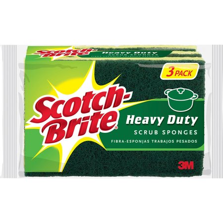 Scotch-Brite Scrub Sponges, Hvy-Duty, 4-1/2"x2-3/4", YW/GN, PK 24 MMMHD3CT